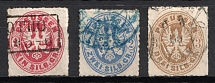 1861-62 Prussia, German States, Germany (Mi. 16 b, 17 a, 18 a,  Canceled, CV $30)