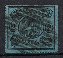 1864 2sgr Braunschweig, German States, Germany (Mi. 15 A, Used, CV $550)