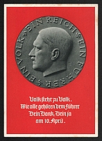 1938 'One nation - one Reich - one Fuehrer', Propaganda Postcard, Third Reich Nazi Germany