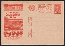 1932 10k 'Pig breeding', Advertising Agitational Postcard of the USSR Ministry of Communications, Mint, Russia (SC #243, CV $110)