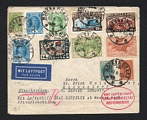 1930 Airmail GRAF ZEPPELIN cover from Moscow 9.10.30 via Friedrichshafen to Mannedorf near Zurich (Michel - Nr. 2x341,344,366,367,369,383 -386 and 388)
