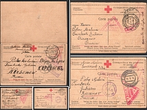 Russian Empire, Russia, Group of Censored Red Cross Prisoners of War Postcards