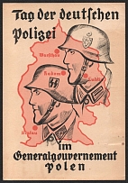 1940 'German Police Day in the General Government of Poland'., Propaganda Postcard, Third Reich Nazi Germany