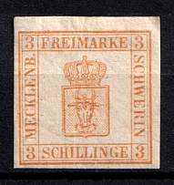 1856 3s Mecklenburg-Schwerin, German States, Germany (Mi. 2 b, CV $130)
