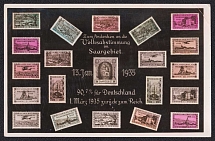 1935 (9 Apr) 'Referendum in the Saar region', Third Reich, Germany, Postcard from Saarbrucken to Braunschweig