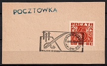 1944 (19 Apr) Woldenberg, Poland, POCZTA OB.OF.IIC, WWII Camp Post, Postcard franked with 5f (Fi. 36, Commemorative Cancellation)