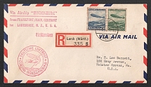1936 (1 May) Germany, Hindenburg airship Registered airmail cover from Lorch to Webster Groves (United States), 1st flight to North America 'Frankfurt - Lakehurst' (Sieger 406 E, CV $50)