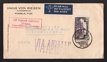 1933 (31 Oct) Mexico Airmail cover from Puebla to Bremerhaven (Germany) via Paris with red rectangular German airmail handstamp