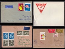 Poland - United States, France, Stock of Cinderellas, Non-Postal Stamps, Labels, Advertising, Charity, Propaganda, Airmail, Covers