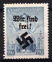 1939 2k Moravia-Ostrava, Bohemia and Moravia, Germany Local Issue (Mi. 30, Type II, CV $120, MNH)