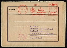 1944 Official cover with postal meter franking The German Labor Front Gauwaltung Baden