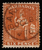 1876 6p Barbados, British Colonies (SG 79, Canceled)