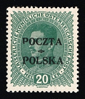 1919 20h Lesser Poland (Fi. 36, Mi. 35, Certificate, CV $270)