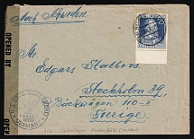 1947 (13 Aug) Germany, Latvian Camp Fichtenbuhl, Civil Censorship, Passed 10190, DP Camp, Displaced Persons Camp, Cover from Weiden (Bavaria) to Stockholm (Sverige) (Mi. 964)