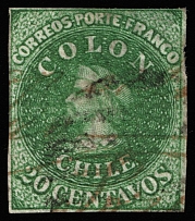 1862 20c Chile, South America (Mi 6a, Canceled, CV $75)