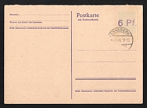 1945 (16 Aug) 6pf Arnsberg (Westphalia), Germany Local Post, Postcard (Emergency Issue under Allied Occupation, Canceled)
