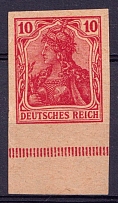 1902 10pf German Empire, Germany (Mi. 71 U, Brown Paper, Margin, Signed, CV $330)