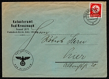 1937 Official cover franked with Scott 084 from the fiatatftcrnnit (Land Registry Office) of Bad Kreuznach