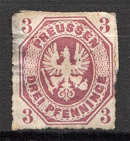 1865 Prussia Germany 3 Kr (CV $40, Canceled)