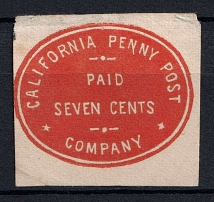 1855-59 California Penny Post Co., United States, Locals (Sc.34LU6, CV $200)
