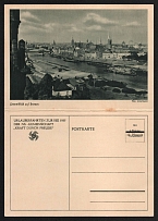 1935 Norddeutscher (North German) Lloyd Ship Holiday Cruises of NS Community “STRENGTH THROUGH JOY”, Breakfast menu on 12pf Double Bremen postcard, Rare, Propaganda Postcard, Third Reich Nazi Germany