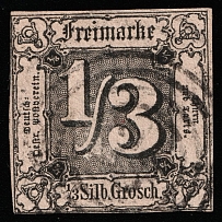 1856 1/3g Thurn und Taxis, German States, Germany (Mi 2, Canceled, CV $190)