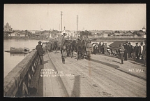 1917-1920 'Irkutsk - crossing the pontoon bridge', Czechoslovak Legion Corps in WWI, Russian Civil War, Postcard