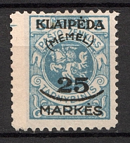 1923 Germany Klaipeda Memel 25 M (Rebound Perforation, Print Error)