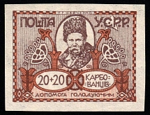 1923 20+20k Semi-Postal Issue, Ukraine (Kramarenko 50 III Пa, WATERMARK, Imperforate, Signed, Certificate, CV $6,250, Extremely Rare)