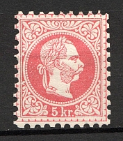 1867 Austria 5 Kr (Type 1, Red Rose, CV $120, MNH)