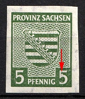1945 5pf Province of Saxony, Soviet Russian Zone of Occupation, Germany (Mi. 68 I, White Spot on '5')