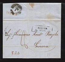 1854 Cover from Odessa to Genova, Italy (Dobin 1.07 - R4, Private embossing)