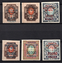 1920 Wrangel Issue Type 1, Russia, Civil War (Russika 47, 48, 50, 53, 55, 56, Signed, CV $40)