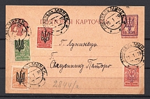 1919 Luninec Local Postal Card (Kiev 2 + Kiev 3)
