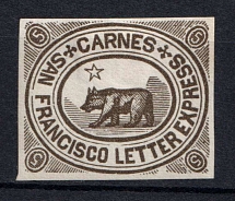 1864 5c Carnes' City, Letter Express, San Francisco, California, United States, Locals (Sc. 35L3, CV $130)