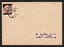 1945 (13 Dec) 1m Strausberg (Berlin), Germany Local Post, Cover to Berlin (Mi. 27, Unofficial Issue, CV $20)