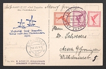 1932 (18 Jun) Germany, Graf Zeppelin airship airmail postcard from Friedrichshafen to Assen Airdrop Groningen, Flight to Netherland 1932 'Friedrichshafen - Enschede' (Sieger 164 Ba, CV $50)