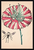 1914-18 'The Allies' bouquet-mosquito and butterfly' WWI European Caricature Propaganda Postcard, Europe