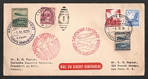 1936 1936 (1 Oct and 6 Oct) DOUBLE FLIGHT, Germany, Hindenburg airship airmail cover from Frankfurt to New York, Flight to North America 'Lakehurst - Frankfurt - Lakehurst' (Sieger 439 C - 441 C, CV $200)