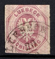 1865 1 1/2s Lubeck, German States, Germany (Mi. 14, Canceled, CV $140)