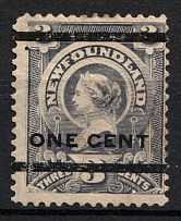 1897 1c on 3c Newfoundland, Canada (SG 82, CV $780)