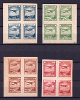 1924 Airmail, Soviet Union USSR, Blocks of Four (Full Set, MNH)