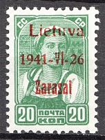 1941 Occupation of Lithuania Zarasai 20 Kop (Type III, CV $70, Signed)