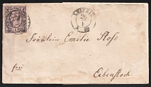 1858 (26 May) Saxony, German States, Germany, Cover from Leipzig to Eibenstock franked with 1ngr with Wax Seals on the back (Mi. 9, CV $30)