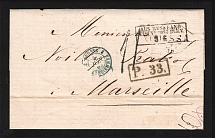 1862 Cover from Odessa to Marseille, France (Dobin 1.15 - R3)