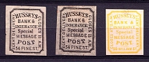 Hussey's Bank & Insurance Special Message Post, United States Locals & Carriers, Block (Old Reprints and Forgeries)