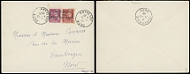 German Occupation of the World War II - France - Dunkirk - 1940, Head of Mercury 30c dark red and 70c lilac, two stamps with boxed type I marking, sent from Ghyvelde to Dunkirk, faint perf soiling, still F/VF and scarce, …