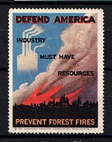 1941 'Defend America', United States, Fire Prevention Poster Stamp