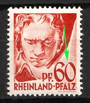 1947-48 60pf Rhineland-Palatinate, French Zone of Occupation, Germany (Mi. 12 PF II, BROKEN '0' in '60', MNH)