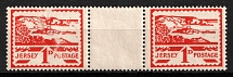 1943-44 1d Jersey, German Occupation, Germany, Gutter Pair (Mi. 4 y ZW, CV $30)